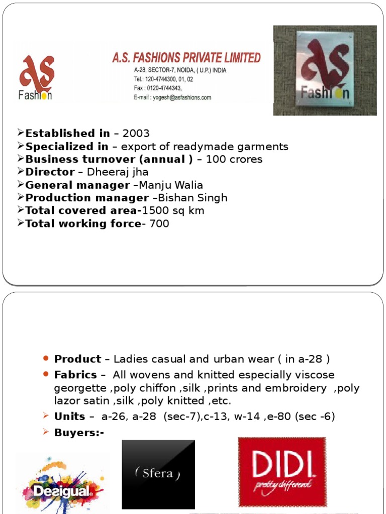 Apparel Internship Report PDF Sewing Economic Sectors