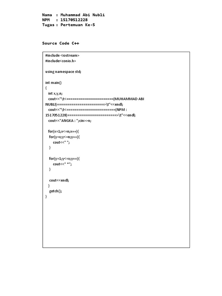 C++ Star Pattern Program Code | PDF