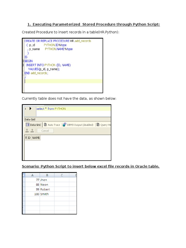 Python Script for Oracle Procedure | PDF