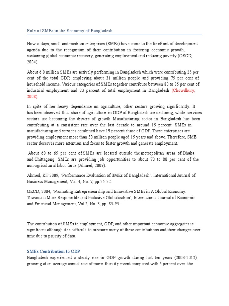 SMEs' Economic Impact in Bangladesh | PDF | Small And Medium Sized ...