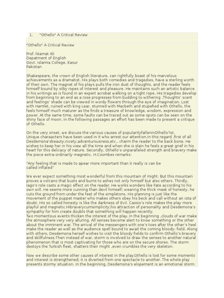 Othello analysis image