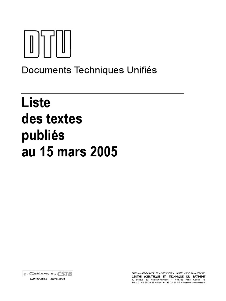 List Dtu | PDF | Code de la construction et de l'habitation ...