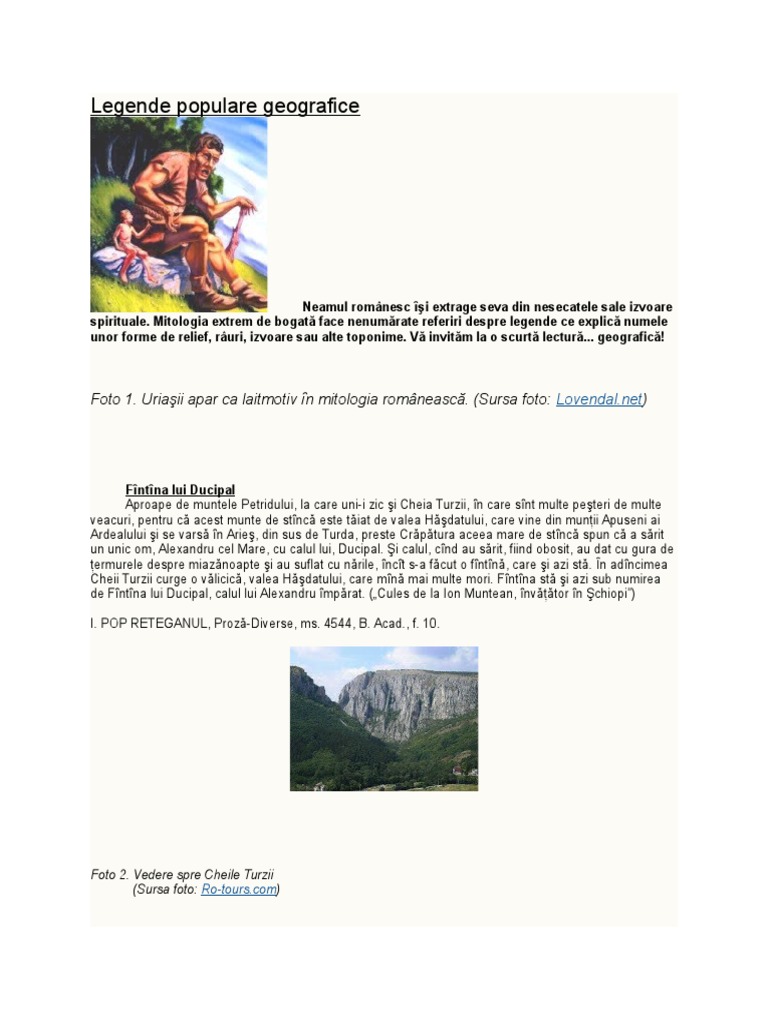Legende Populare Geografice | PDF