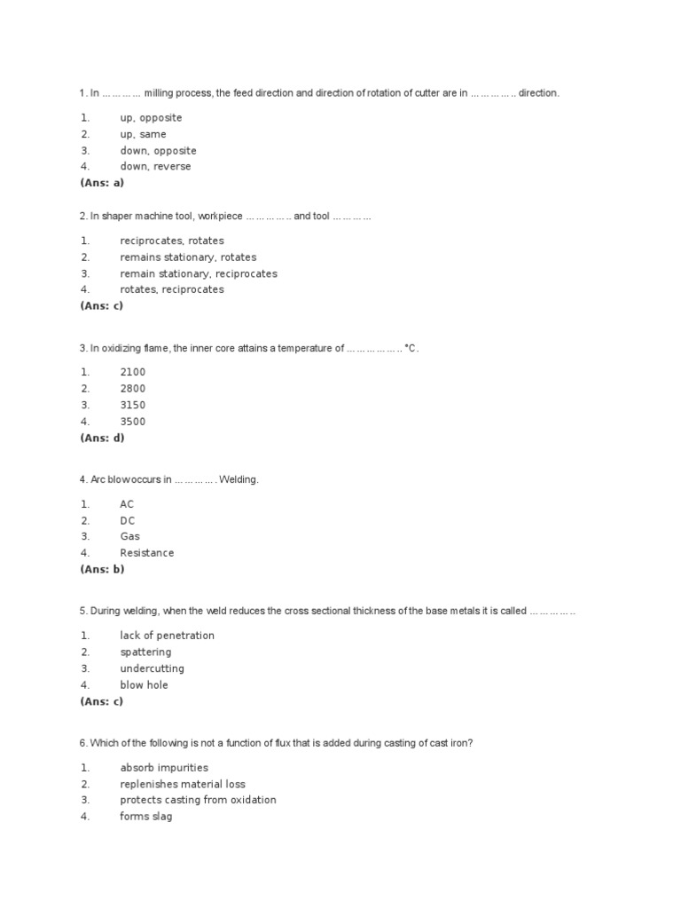 Objective Questions PDF Grinding (Abrasive Cutting) Welding