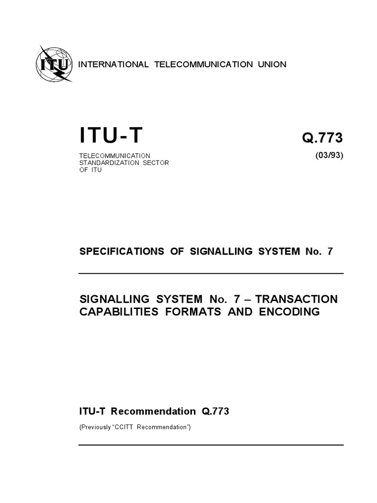 Specification of Signalling System No. 7 Transaction Capabilities