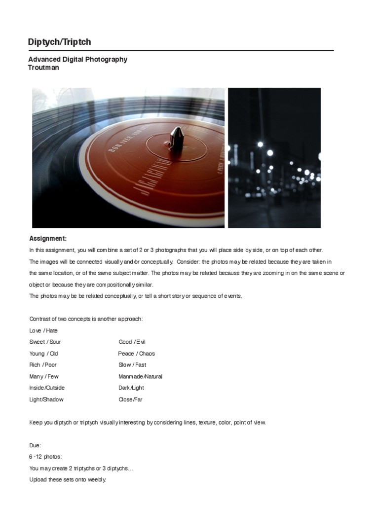Diptych and Triptych Photography Assignment | PDF