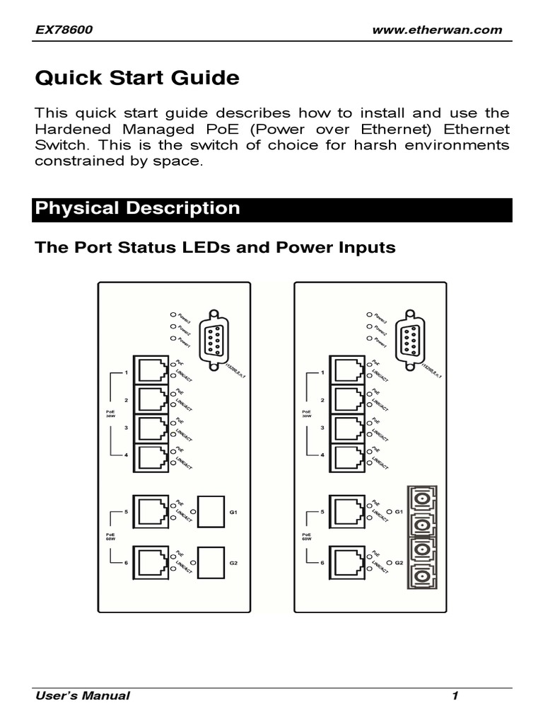 EtherWAN Managed PoE Switch Guide | PDF | Network Switch | Command Line ...
