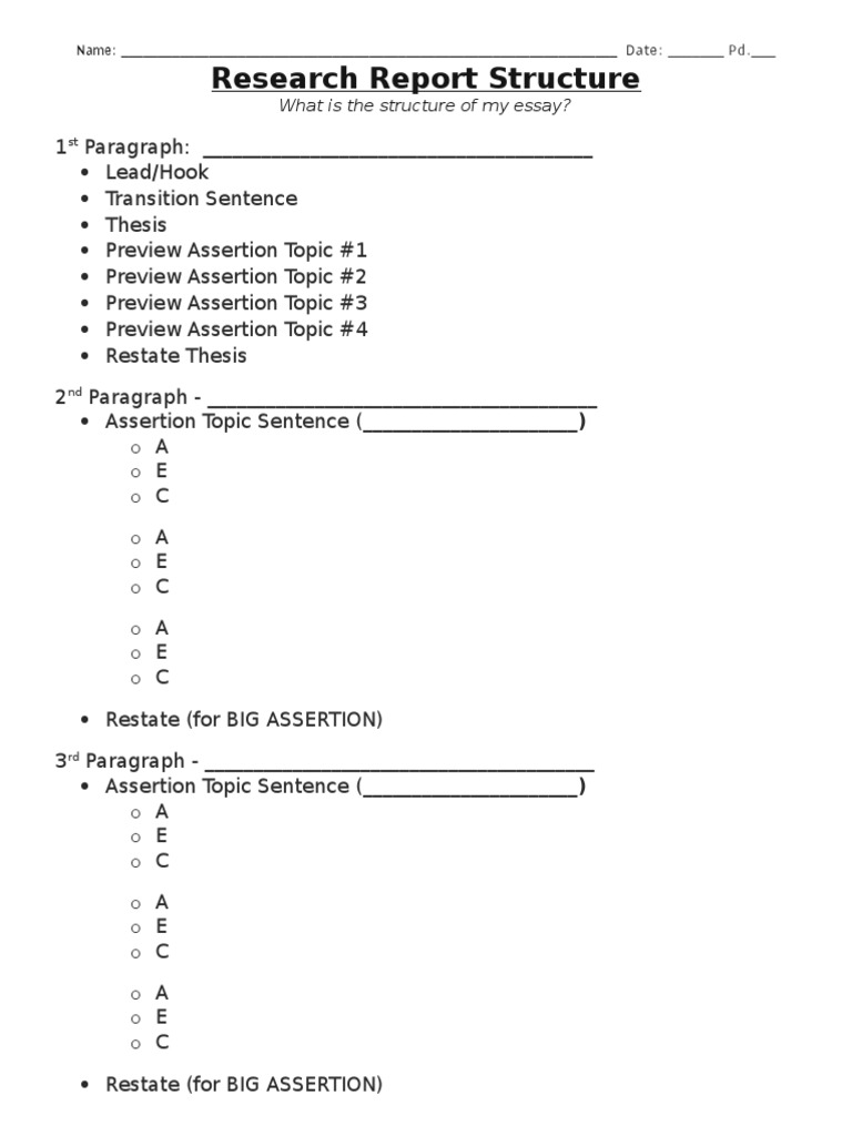 Research Report Structure: What Is The Structure of My Essay? | PDF