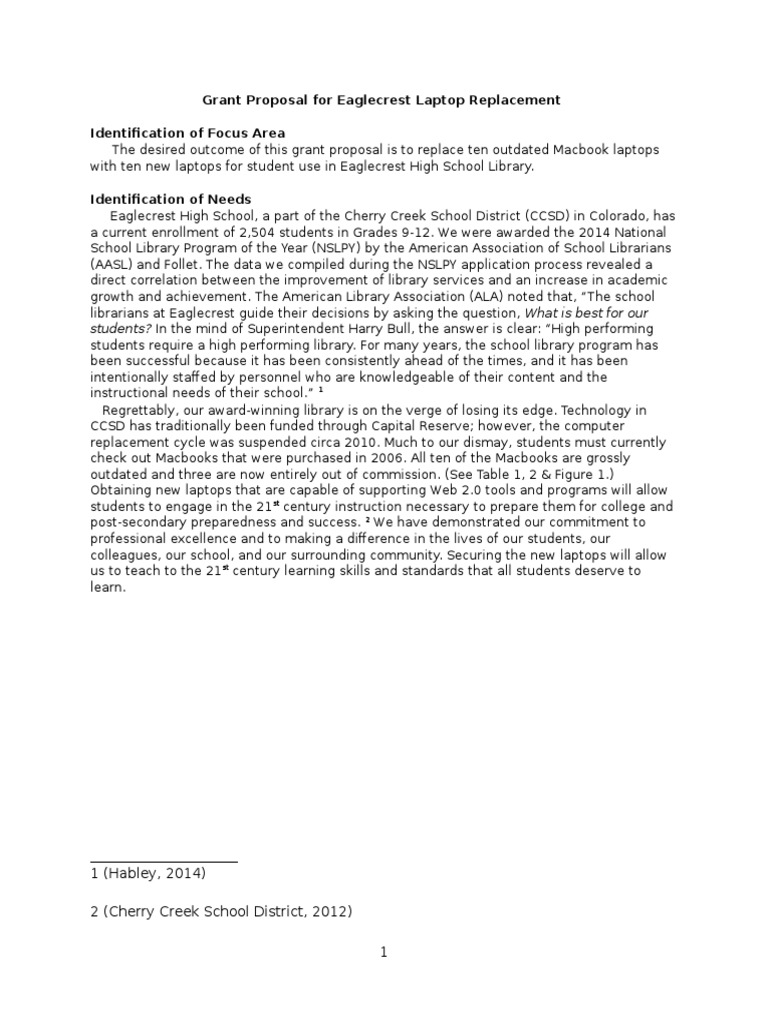 Eaglecrest High School Laptop Grant Proposal | PDF | School Library ...