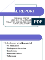 Final Report: Noor Shahariah BT Saleh Faculty of Science, Technology and Human Development