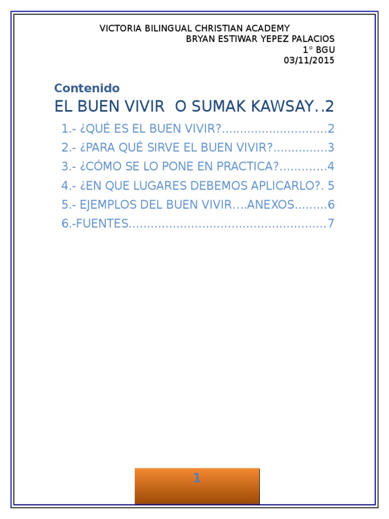 El concepto del Sumak Kawsay (Buen Vivir) y sus principios fundamentales PDF Sociedad Homo