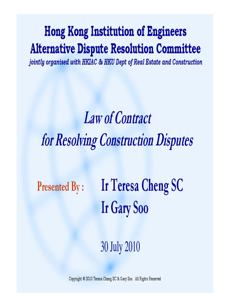 Law Of Contract For Resolving Construction Disputes Download Free Pdf