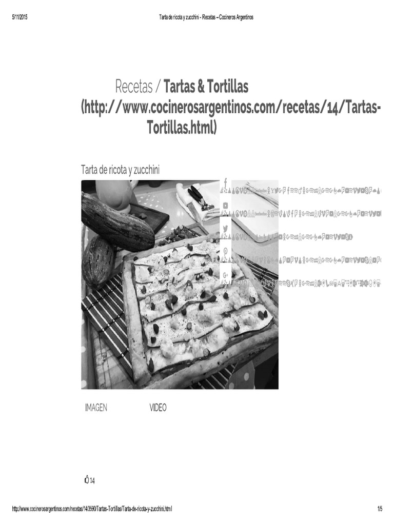 Tarta de Ricota y Zucchini - Recetas - Cocineros Argentinos | PDF