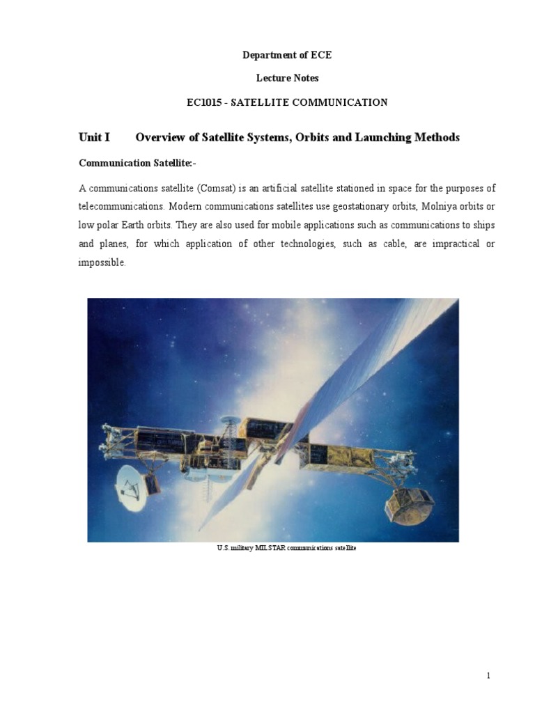 Satellite Communication Notes PDF Communications Satellite Apsis picture
