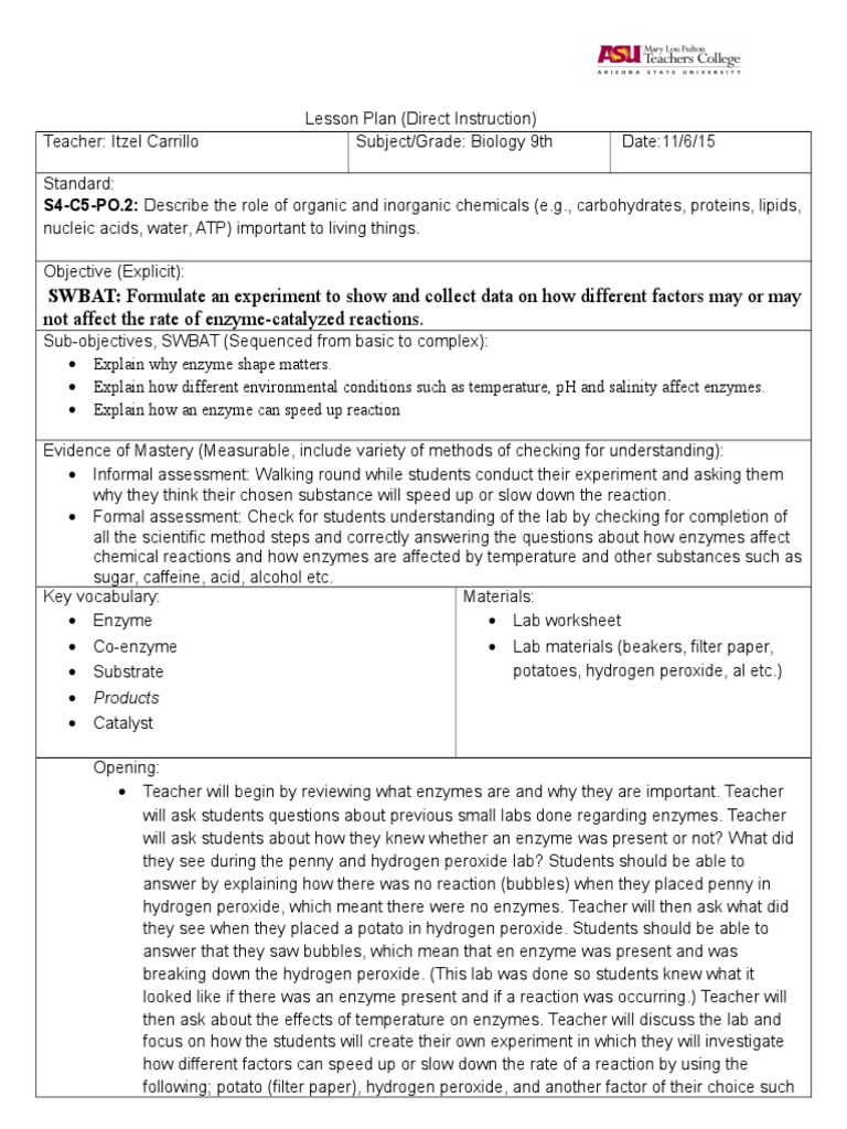 9th grade biology lesson plans