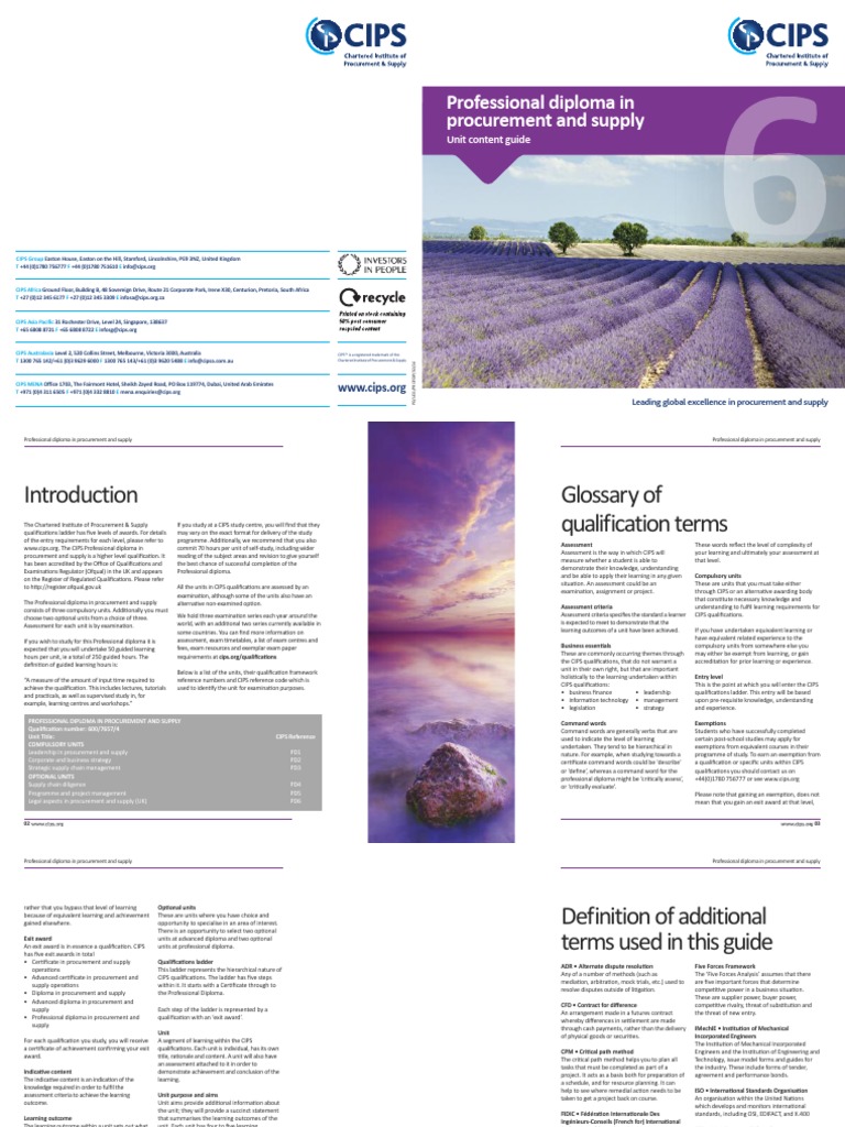 CIPS - ProfDipProcSupp - WEB FINAL PDF | PDF | Strategic Management ...