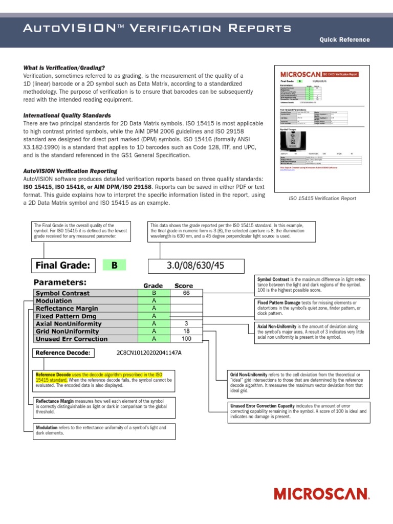 Av Verification Reports PDF Barcode Verification And Validation