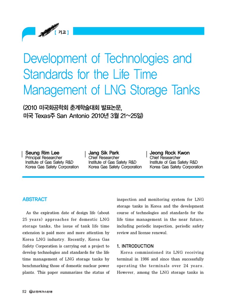 LNG Tanks KOGAS 2010¿© È - Â°í PDF | PDF | Liquefied Natural Gas ...