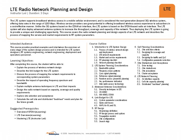 LTE Network Planning Course Overview | PDF | Computers