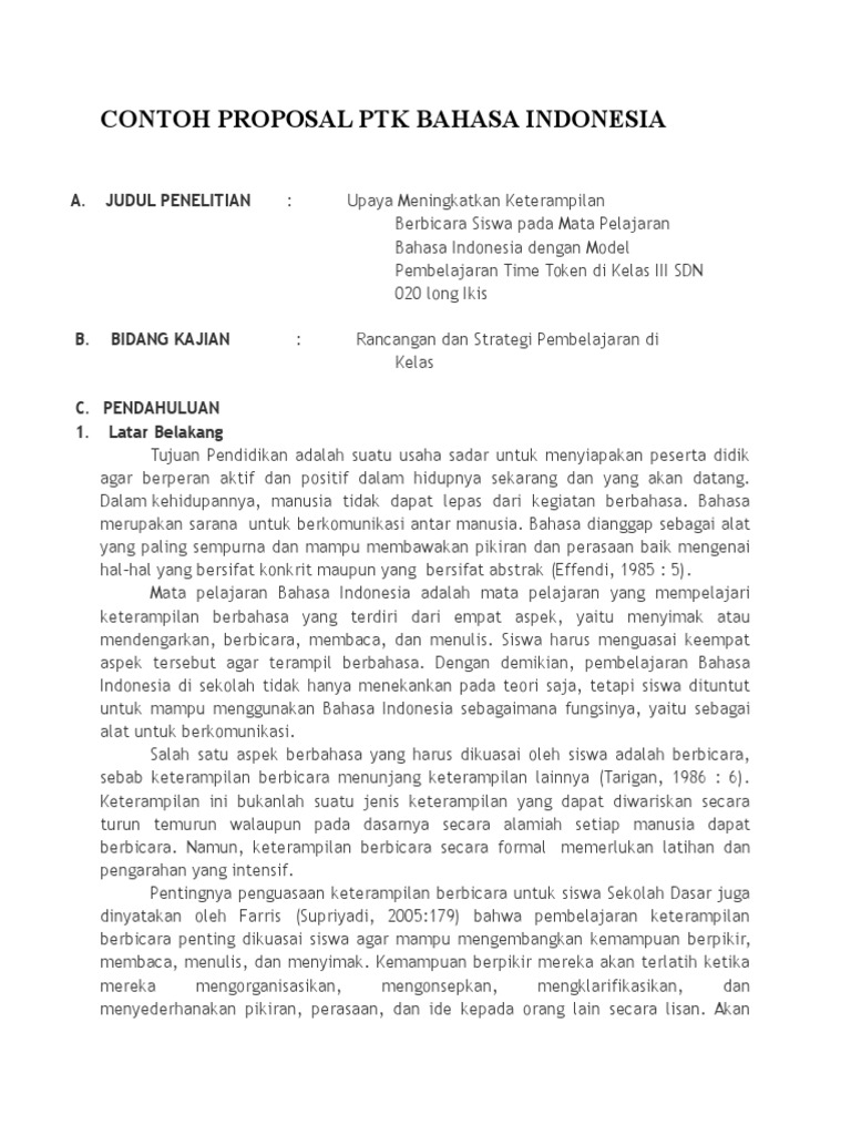 Contoh Proposal Ptk Bahasa Indonesia