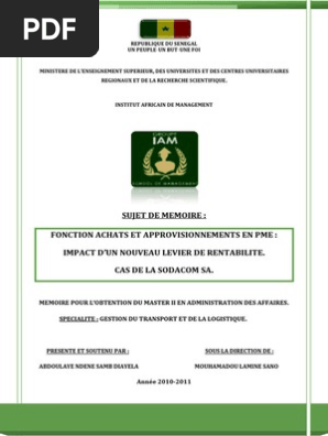 Memoire De Master Ii En Gestion Du Transport Et De La Logistique Pdf Business Commercialisation