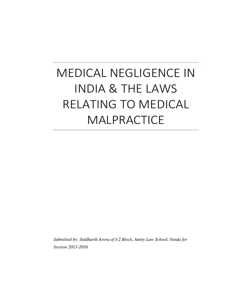 Medical Negligence in India & Laws Relating to Medical Malpractice