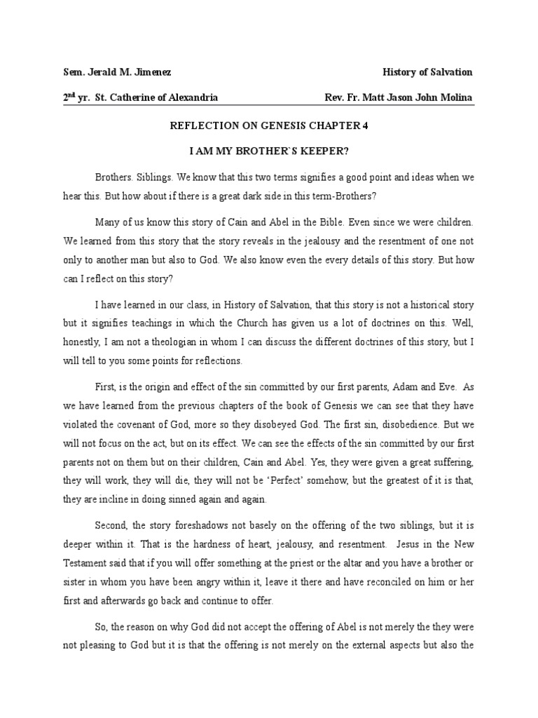 I Am My Brother's Keeper? | PDF | Cain And Abel | Christianity