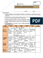 Rúbrica Para Trabajos de Control de Operaciones Mineras