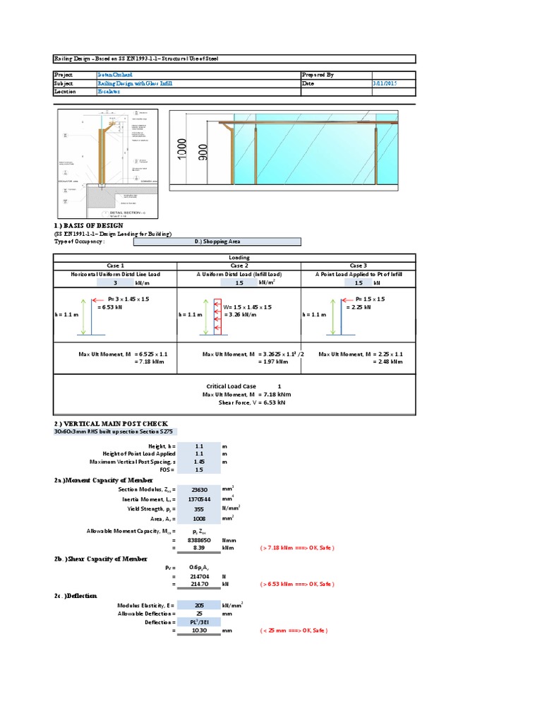 Sample Railing Calculation To Euro Code PDF Bending Strength Of