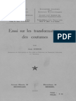 Hum - Sc. (NS) - T.V, 8 - SOHIER J. - Essai Sur Les Transformations Des Coutumes - 1956