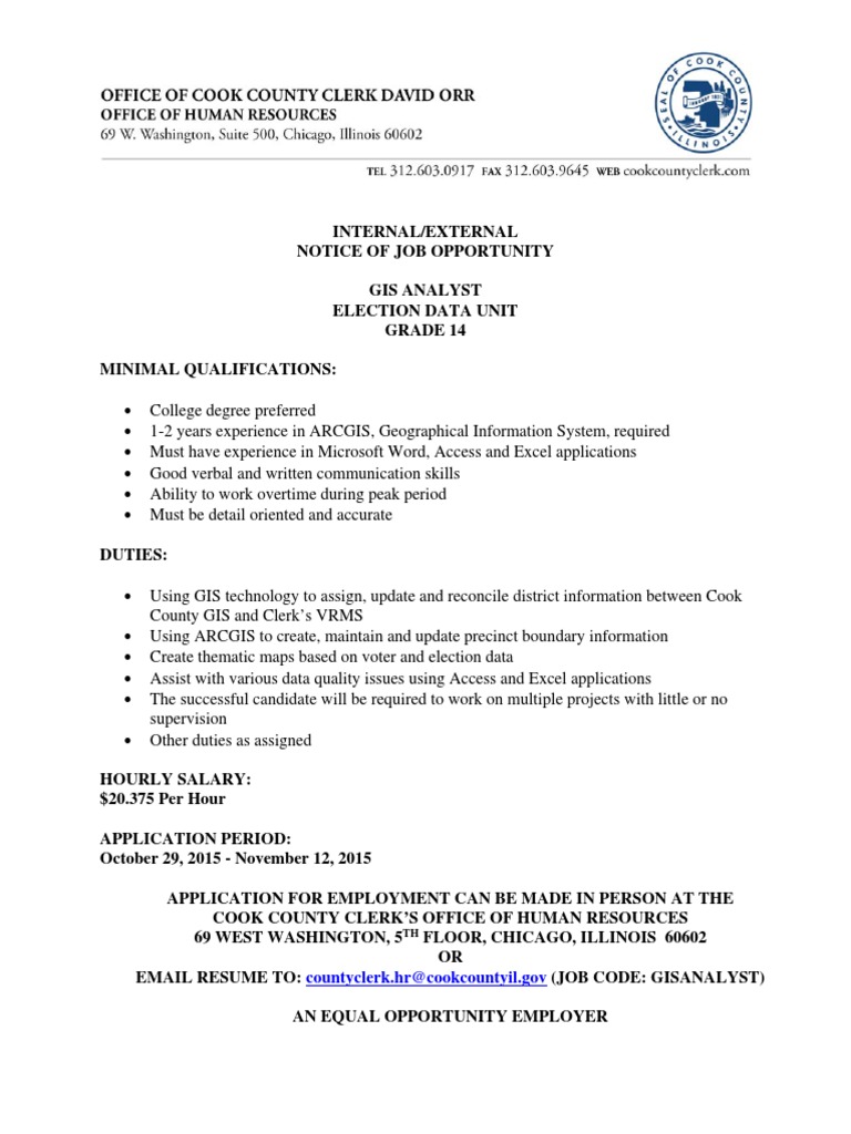 GIS Analyst Job Opportunity in Cook County | PDF