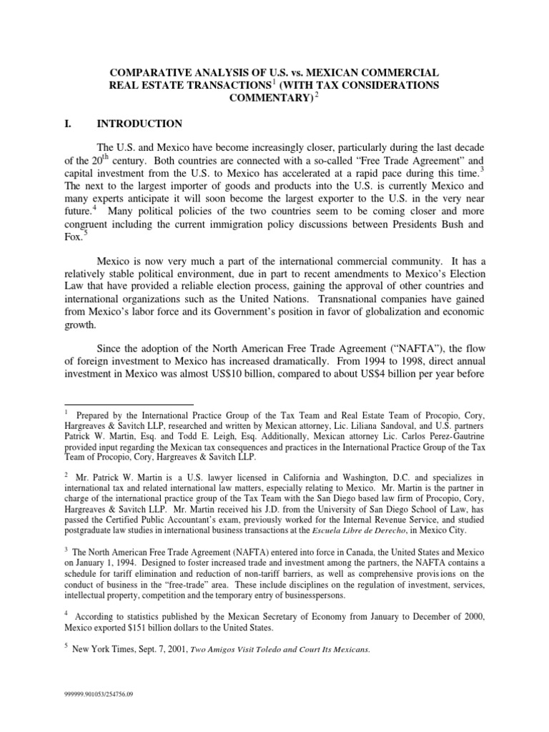 Comparative Analysis Real Estate MEX US PDF Title Insurance Lease