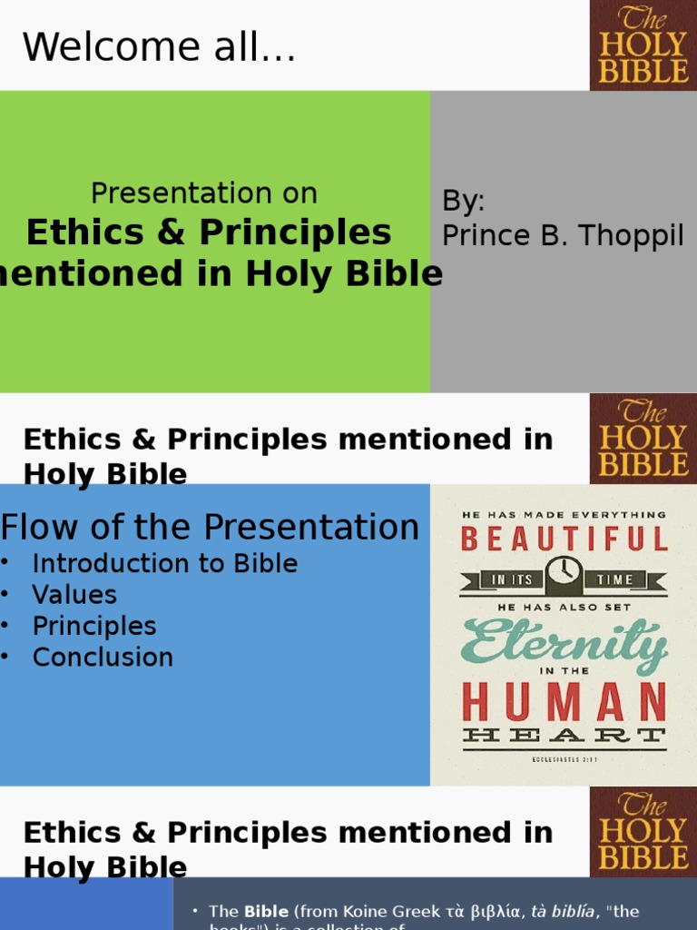 Ethics & Principles Mentioned in Holy Bible Bible Morality