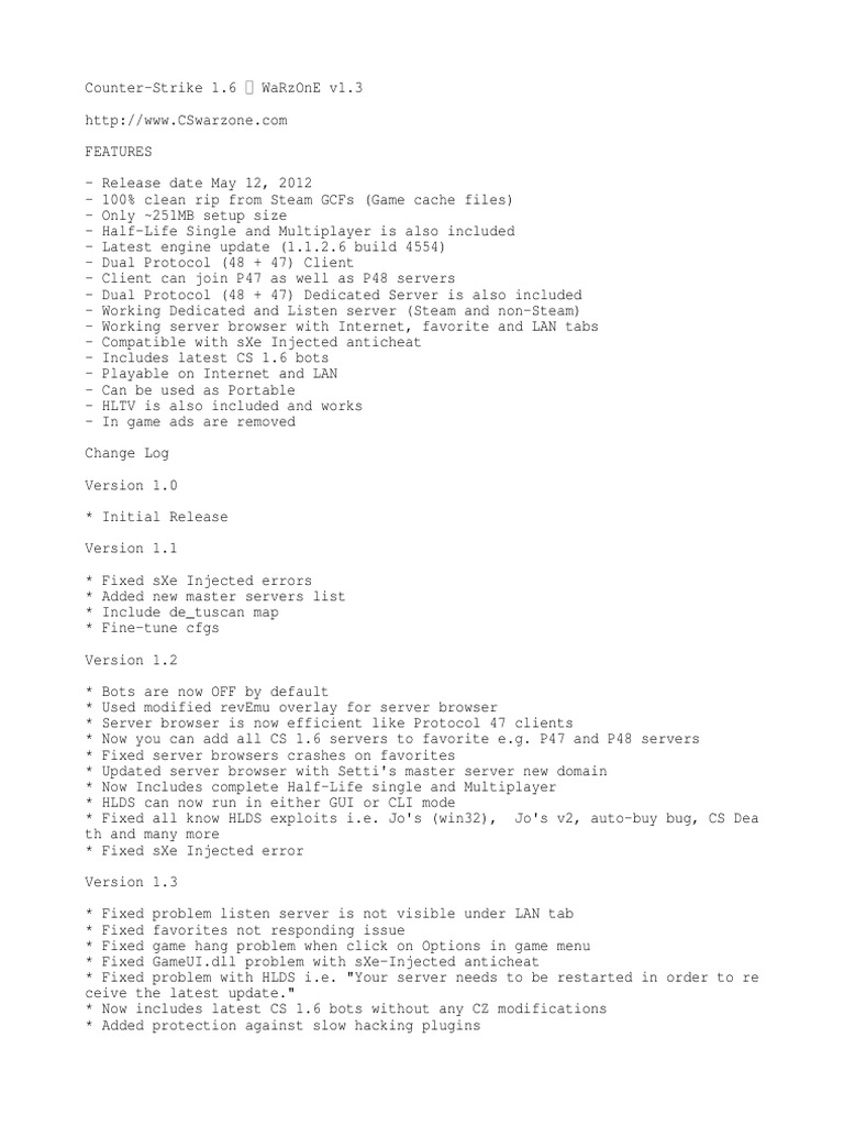 Cs 1.6 Readme | PDF
