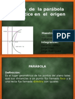 La Parabola Con Vertice en El Origen.