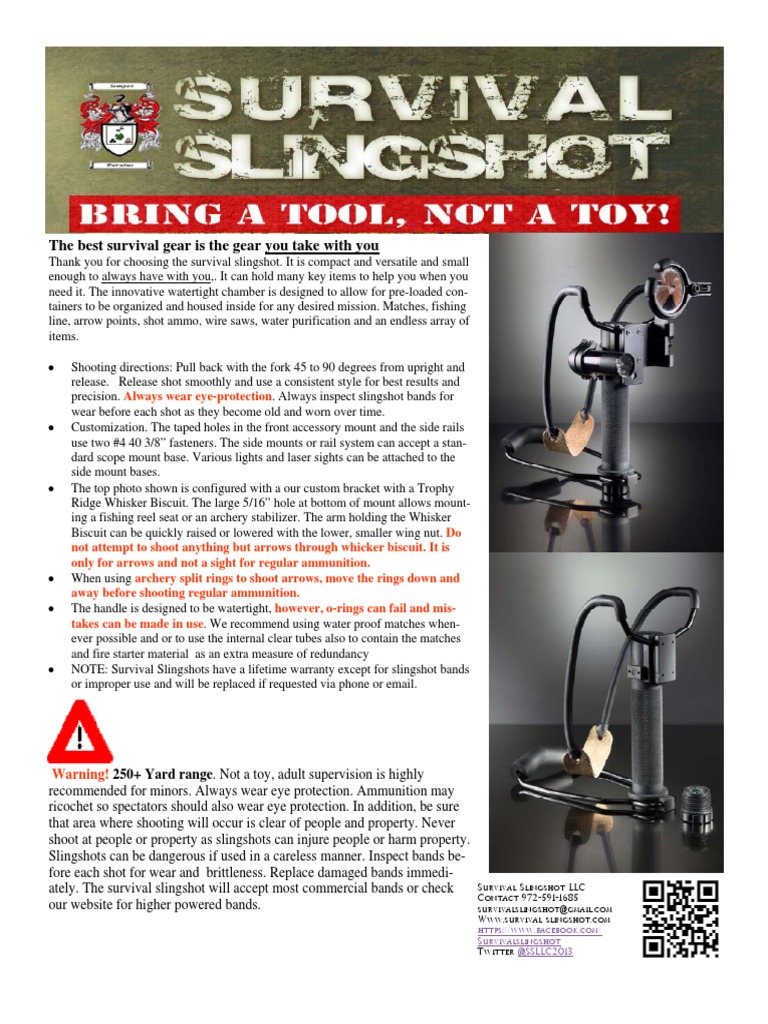 Survival Slingshot Instructions and Customization Guide 2014 PDF Telescopic Sight Archery