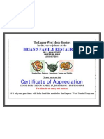 Certificate for Brian's Fundraiser