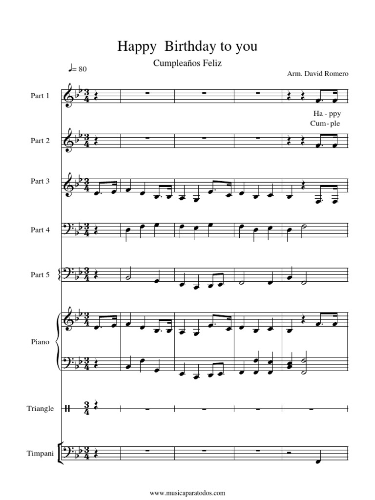 Partitura Happy Birthday