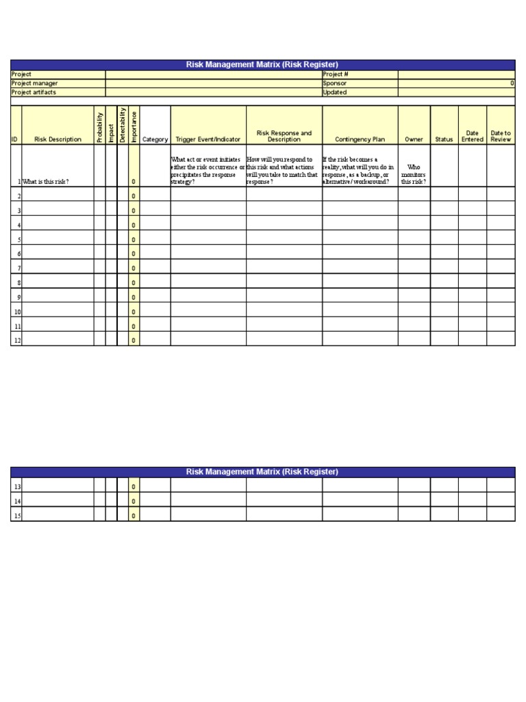 Risk Management Matrix Overview | PDF | Business