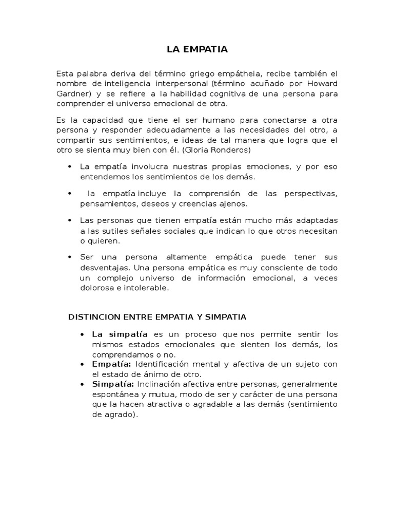 Significado y Valor de la Empatía | PDF | Empatía | Las emociones