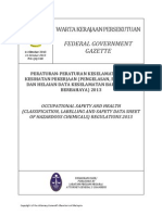 Malaysian OSHA (Classification, Labelling and Safety Data Sheet of Hazardous Chemicals) Regulations 2013