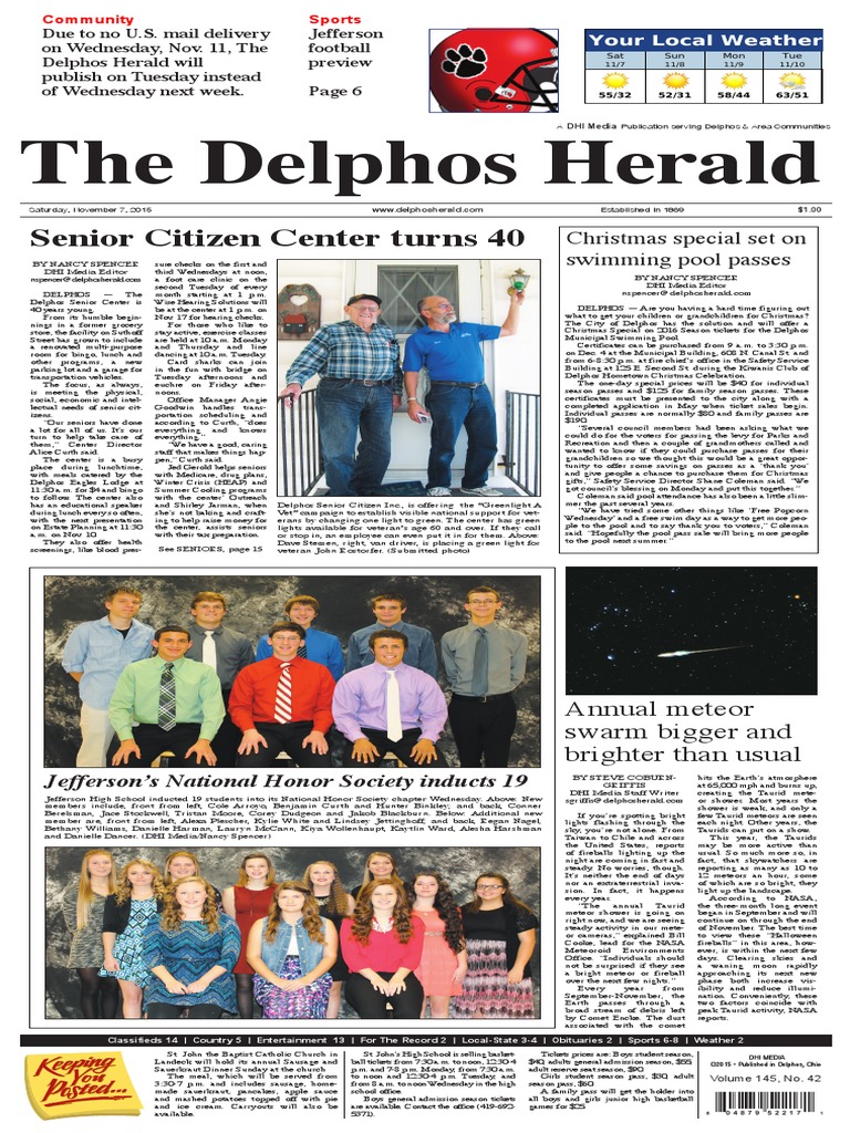 Senior Citizen Center Turns 40 The Delphos Herald Download Free PDF Meteoroid Mergers And