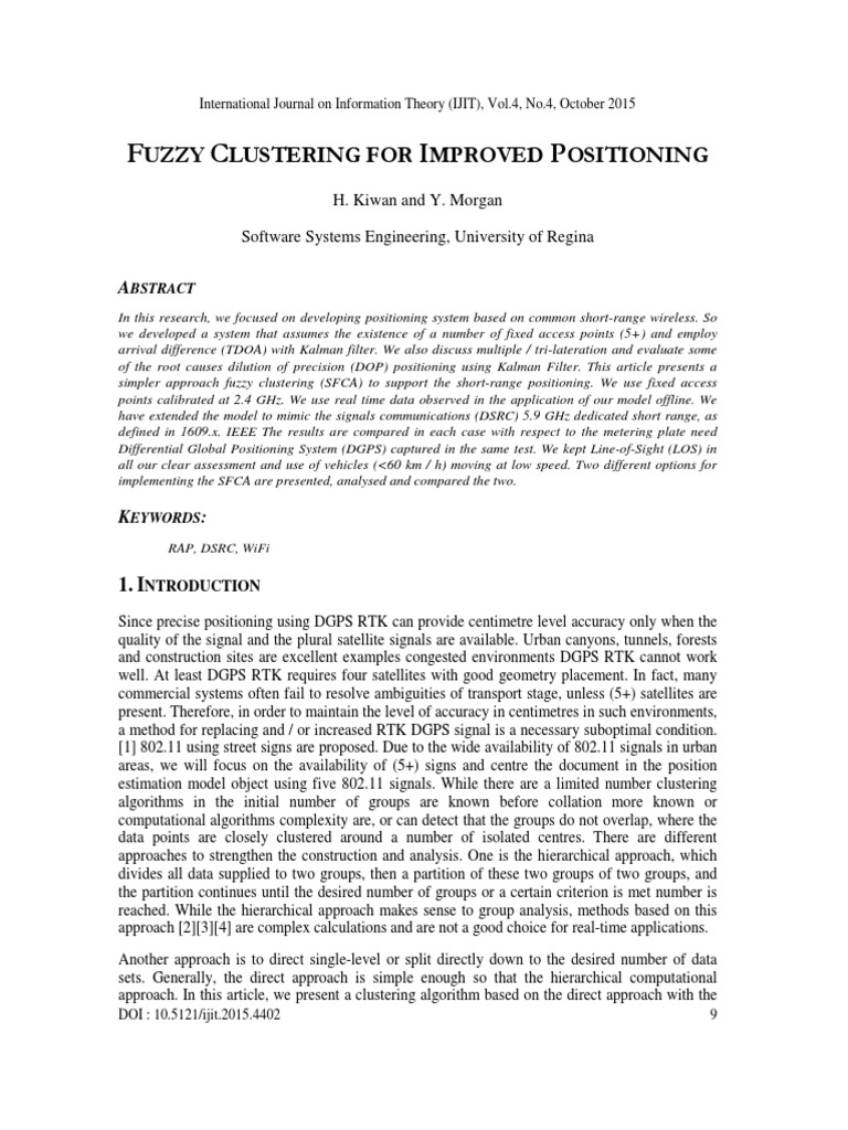 Fuzzy Clustering for Positioning | PDF | Cluster Analysis | Eigenvalues ...