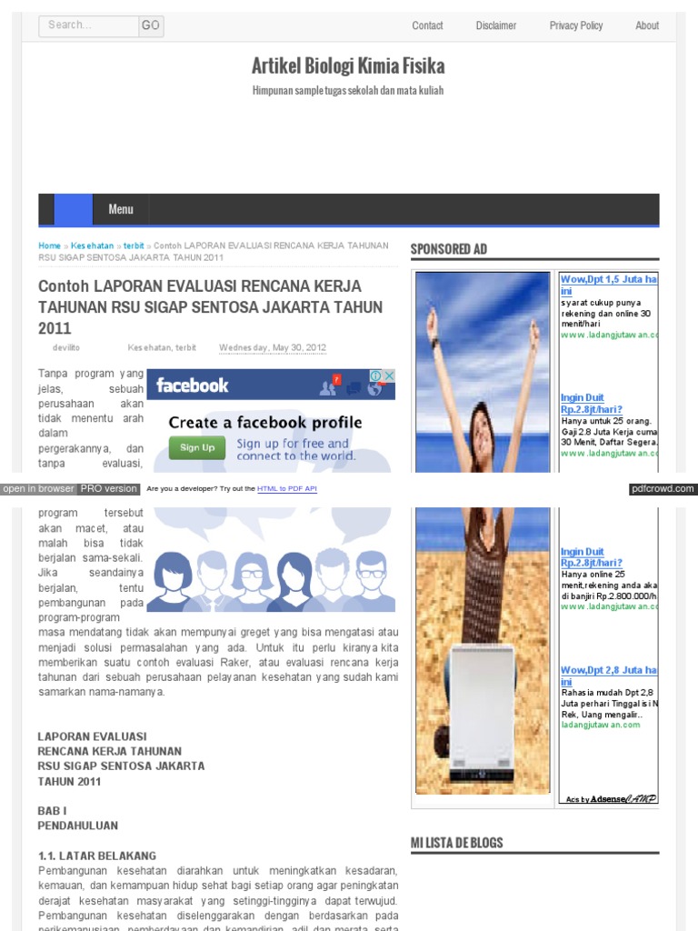 Contoh Laporan Kerja Tahunan