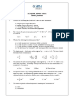 SRMJEEE Sample Paper-5 (Btech_model_questions)