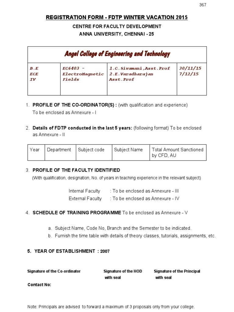 FDTP Registration Form 2015 | PDF