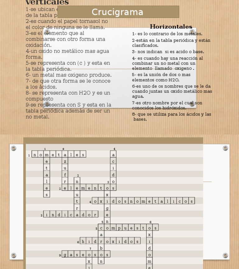 crucigrama diferencia entre metales y no metales