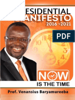Baryamureeba Presidential Manifesto 2016 2021