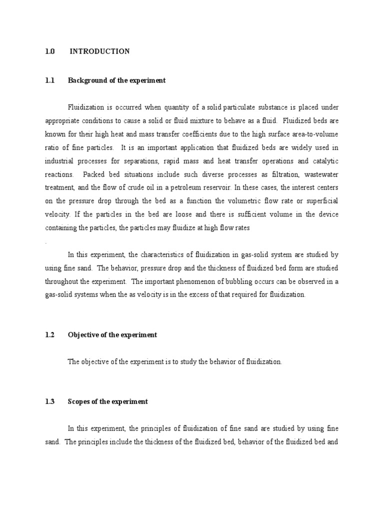 Fluidized Bed Behavior Experiment | PDF | Science & Mathematics