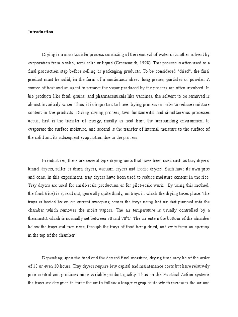 Introduction Tray Dryer PDF Evaporation Clothes Dryer